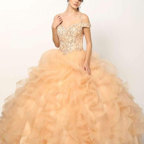 New long beaded ball gown with corset back - Picture 6 of 7